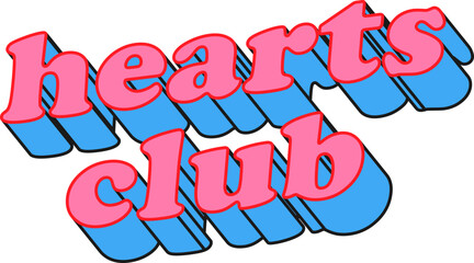 Hearts Club 3D Pink And Blue Vector Text Typography
