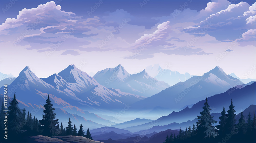 Wall mural pixel art seamless background with mountain - Wall murals