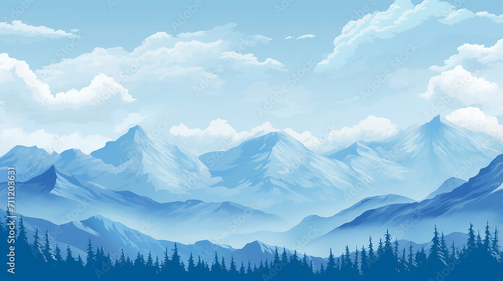 Wall mural pixel art seamless background with mountain - Wall murals