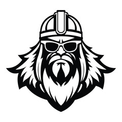 Fototapeta premium barbarian wearing sunglasses iconic logo vector illustration