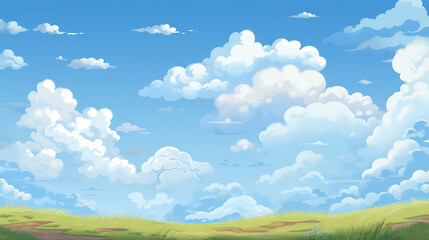 Fototapeta na wymiar pixel art seamless background with cloudy sky and ground