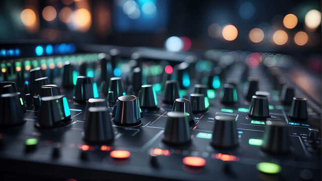 audio mixer on dark vibes with blurred background
