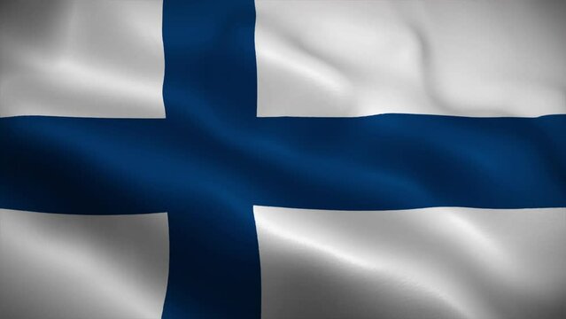 Finland flag waving animation, perfect loop, official colors, 4K video