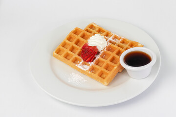 cup of coffee and waffles