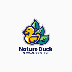Obraz premium Vector Logo Illustration Duck Simple Mascot Style
