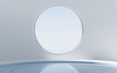 Empty room with water surface, 3d rendering.