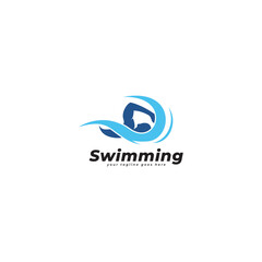 swimming logo design Vector Template