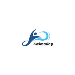 swimming logo design Vector Template