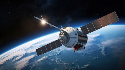 Telecommunications satellite in Earth orbit.