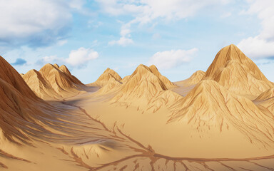 Fototapeta na wymiar Landscape with mountains landform, 3d rendering.