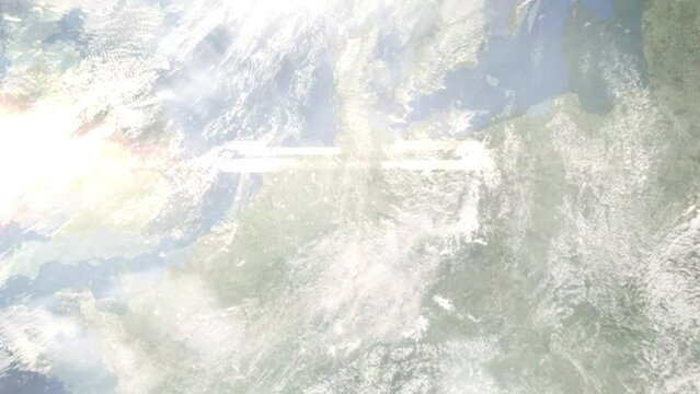 Zoom in from space and focus on Stadthagen, Germany. 3D Animation. Background for travel intro. Elements of this image furnished by NASA.
