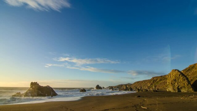 4K, Timelapse, Ocean waves, Rocky coast, Sonoma County, Bodega Bay, Jenner, California