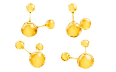 Golden molecules with biological and chemical concept, 3d rendering.