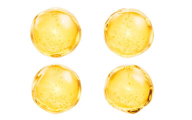 Golden liquid oil bubble elements, 3d rendering.