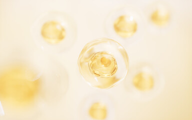 Transparent cell with biotechnology and cosmetic concept, 3d rendering.