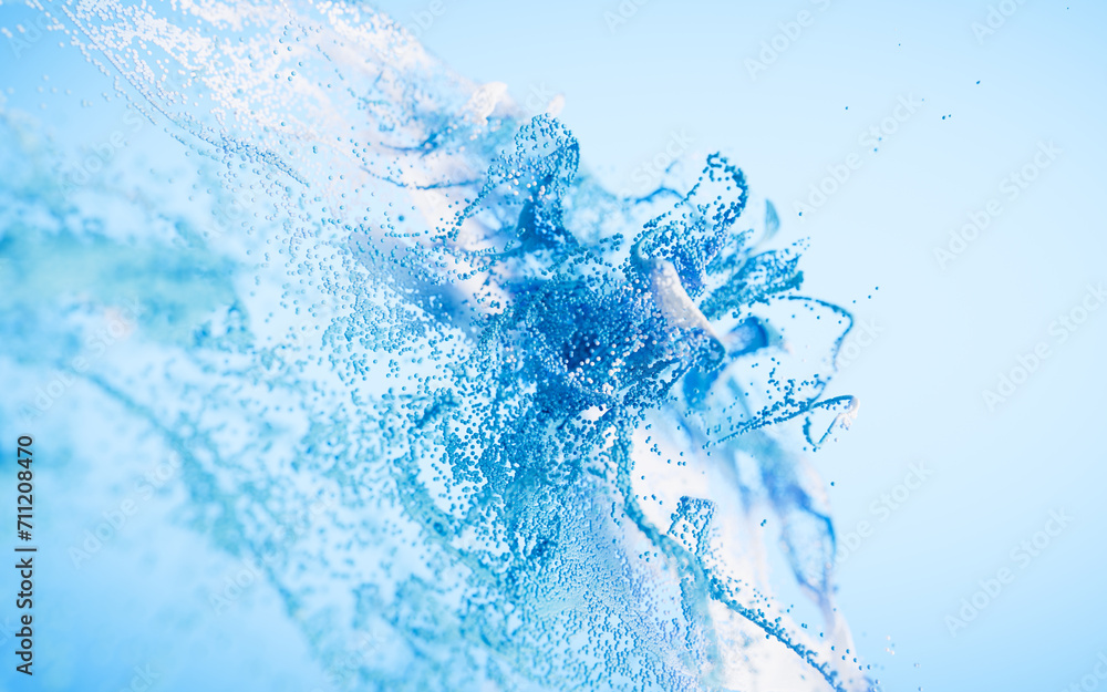 Poster abstract flowing wave particles background, 3d rendering.