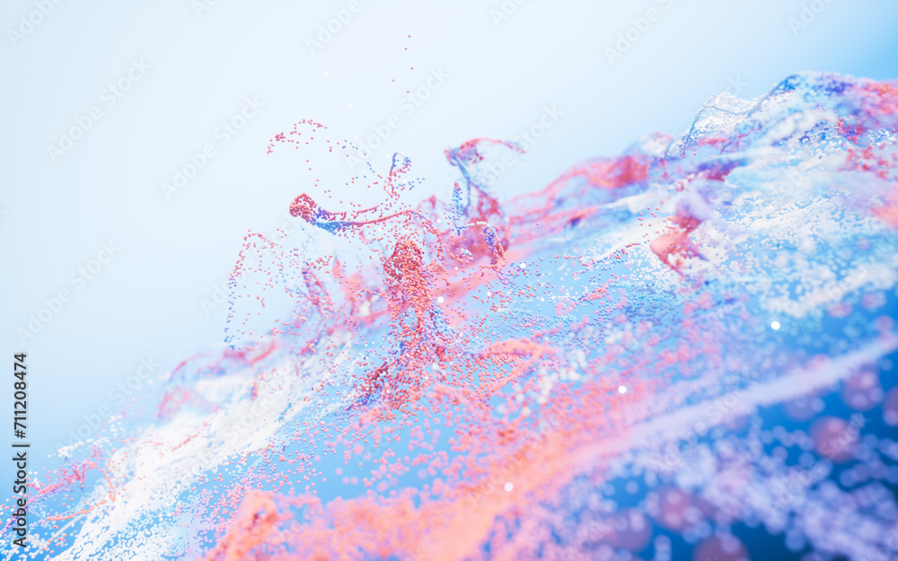 Aufkleber abstract flowing wave particles background, 3d rendering.