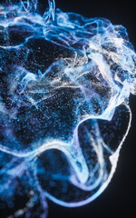 Abstract flowing wave particles background, 3d rendering.