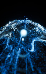 Abstract flowing wave particles background, 3d rendering.