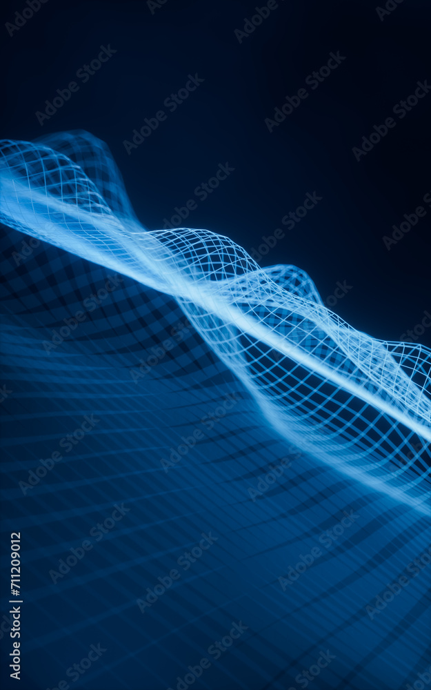Aufkleber digital space with glowing lines, 3d rendering.