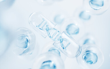 Medical capsule with DNA inside, 3d rendering. - obrazy, fototapety, plakaty