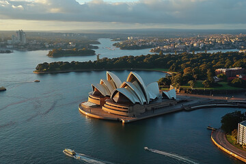 Sydney opera house in Australia, aerial view - Powered by Adobe
