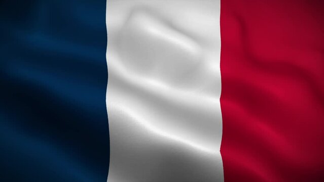 France flag waving animation, perfect loop, official colors, 4K video