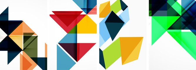 Set of colorful triangle poster cover template backgrounds. Vector illustration For Wallpaper, Banner, Background, Card, Book Illustration, landing page