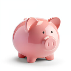Simple pink piggy bank isolated on white background