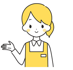 黄色｜案内する女性店員｜右手