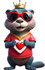 Fototapeta premium otter with heart and sunglass 