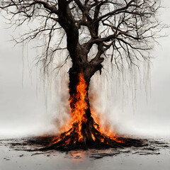 dead trees are being burned. on a white background.