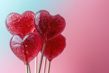 Red valentine's day heart shaped lollipop sweets