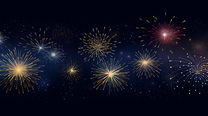 Naklejka premium Happy New Year, burning fireworks with bokeh light background