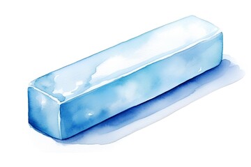 Blue soap bar isolated on white background. Watercolor hand drawn illustration