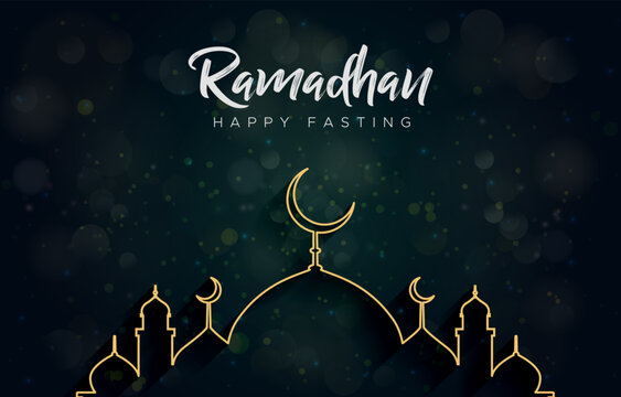 ramadan kareem 2024 banner with black and green background design