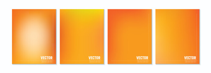 Orange motives. Set of gradient backgrounds in yellow-orange colors. For covers, wallpapers, branding, advertisements, and other projects - obrazy, fototapety, plakaty