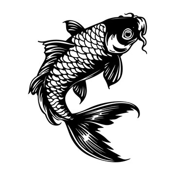 recommend clip art: Koi fish black silhouette logo svg vector, koi carp icon illustration.