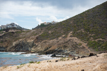 Aerial drone photos of islands in the Caribbean with blue sky and ocean