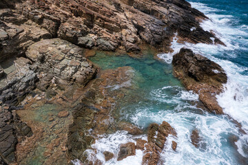 Aerial drone photos of islands in the Caribbean with blue sky and ocean