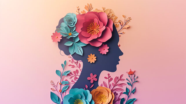 International Women's Day hand crafted paper cutout art background