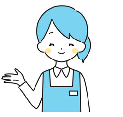 水色｜案内する女性店員｜右手