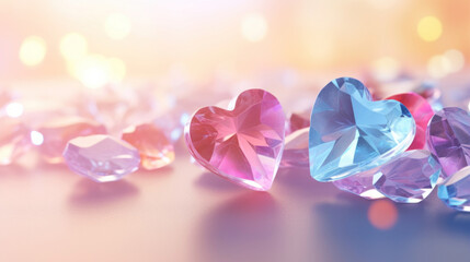 Crystal colorful hearts
