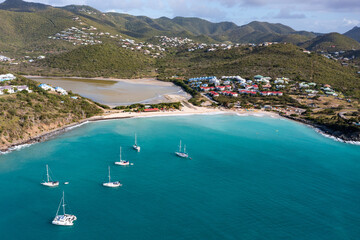 Obraz premium Friar's Bay over the ocean in Saint Martin