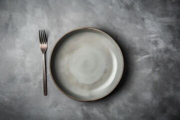 Ceramic plate, spoon, fork, napkin on kitchen table