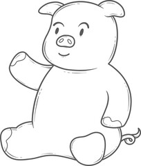 cute pig chinesse new year outline