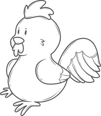 cute chicken chinesse new year outline