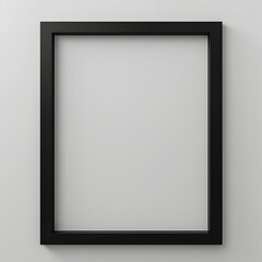 Portrait blank white picture with black frame on white background for mock up, copy space.