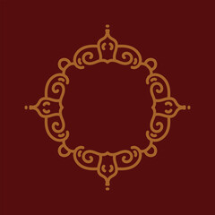 Baroque Design Element or Ornament with gold color on red background