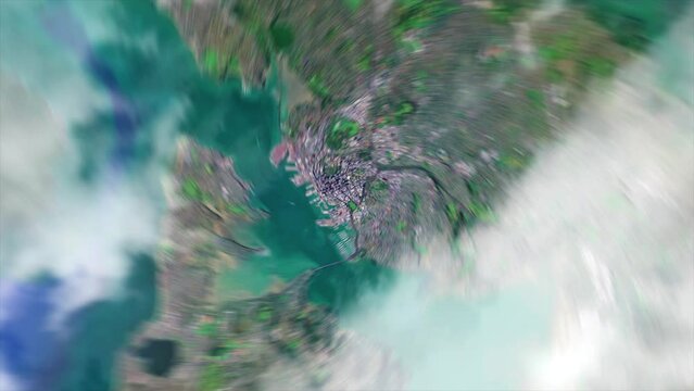 Earth Zoom from Auckland City - North Island - New Zealand